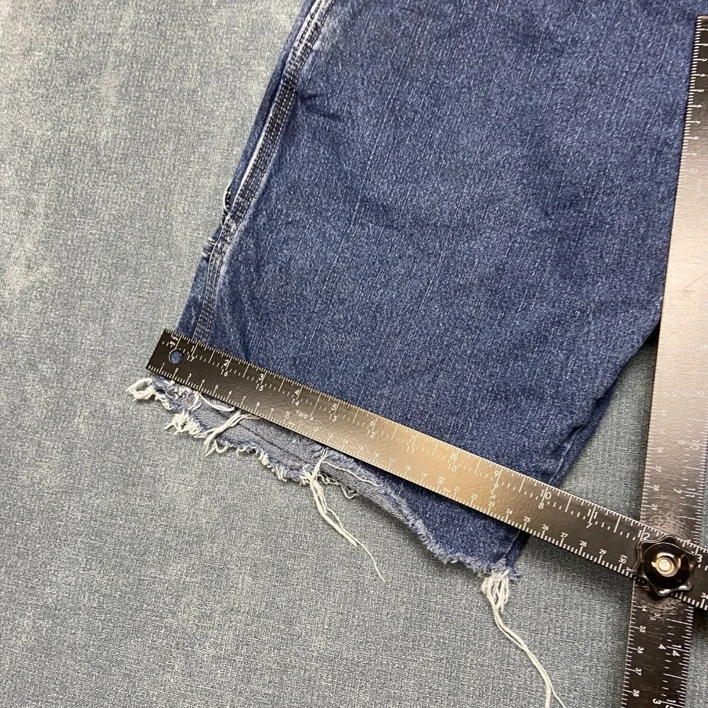 Wrangler Carpenter Shorts Men 32 Blue Denim Stretch Utility Workwear Hammer Loop